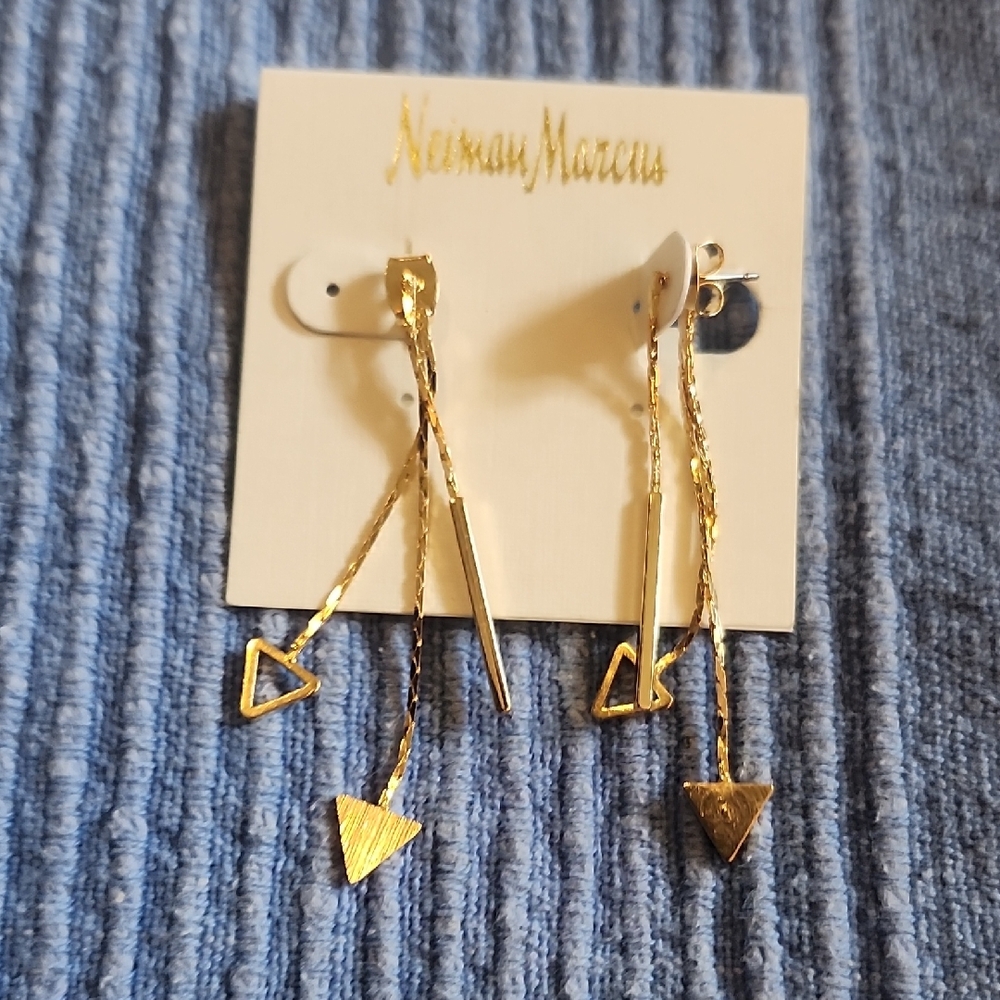 Neiman Marcus Gold Triangle Dangle Earrings